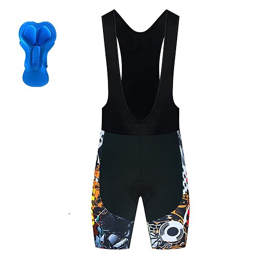 

21Grams Men's Cycling Bib Shorts Bike Bib Shorts Bottoms Mountain Bike MTB Road Bike Cycling Sports Cartoon 3D Pad Cycling Breathable Quick Dry Black Polyester Spandex Clothing Apparel Bike Wear
