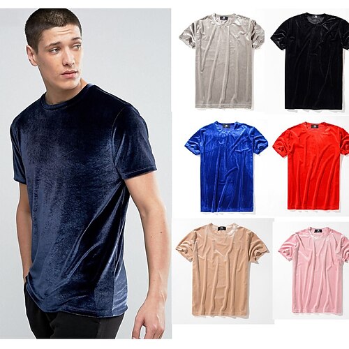

Men's T shirt Tee Solid Color Crew Neck Wine Green Blue Pink Army Green Casual Sports Short Sleeve Clothing Apparel Fashion Casual Breathable