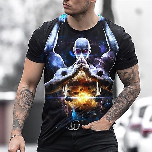 

Herren Unisex T Shirt Grafik-Drucke Außerirdischer Rundhalsausschnitt Schwarz 3D-Druck Outdoor Strasse Kurzarm Bedruckt Bekleidung Sport Designer Casual Groß und hoch / Sommer / Sommer