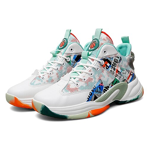 

Men's Basketball Shoes Comfort Shoes Casual Athletic Walking Shoes PU White / Blue White / Green Spring