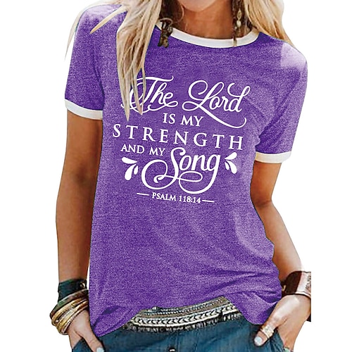 

Women's T shirt Tee Green Blue Purple Graphic Letter Patchwork Print Short Sleeve Daily Weekend Basic Round Neck Regular S