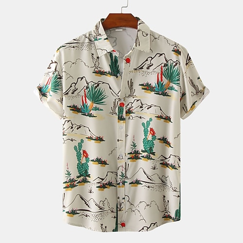 

Men's Shirt Graphic Shirt Geometry Turndown Black and Red Beige Other Prints Plus Size Holiday Short Sleeve Print Clothing Apparel 2pcs Designer Beach / Summer / Summer