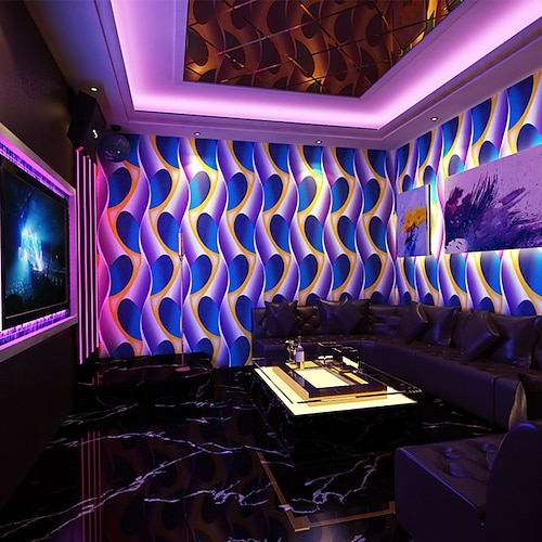 

KTV Wallpaper Concert Hall Flash Wall Cloth 3D Reflective Lattice Geometric Pattern Theme Box Background Wall Wallpaper