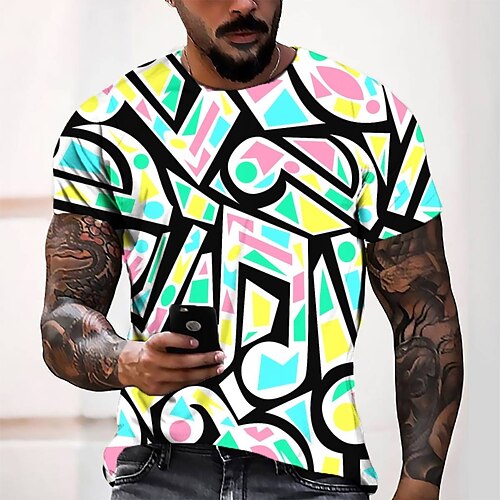 

Men's Tee T shirt Tee 3D Print Graphic Round Neck Casual Daily 3D Print Short Sleeve Tops Designer Fashion Cool Comfortable Black / Summer