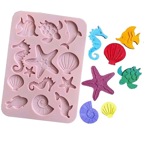 

2pc Starfish Shell Undersea World Fondant Cake Silicone Mold DIY Chocolate Cookie Biscuit Mold Cupcake Decorating Tools Resin Molds