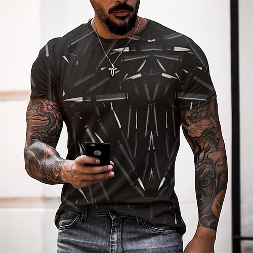 

Men's Unisex T shirt Tee Graphic Prints Bullet Crew Neck Black 3D Print Outdoor Street Short Sleeve Print Clothing Apparel Sports Designer Casual Big and Tall / Summer / Summer