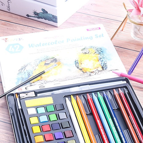 

Colored Pencils Drawing Pencils oil painting brush 2B Tin Box Soft Core Water Colors 36 Colors Set Plastic Metal Graphite Pencils 42 for Kids Art Drawing Drafting Sketching Shading