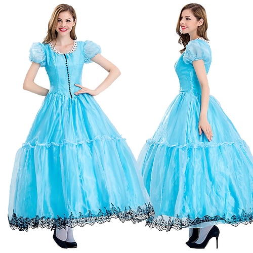 

Fairytale Princess Elsa Masquerade Vacation Dress Women's Movie Cosplay Cosplay Costume Party Blue Dress Masquerade Organza