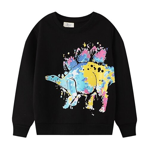 

Kids Boys Sweatshirt Dinosaur Outdoor Long Sleeve Active Cotton 3-6 Years Fall Black