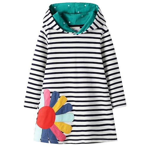 

Kids Girls' Hoodie Stripe Outdoor Long Sleeve Adorable Cotton 3-8 Years Fall Black