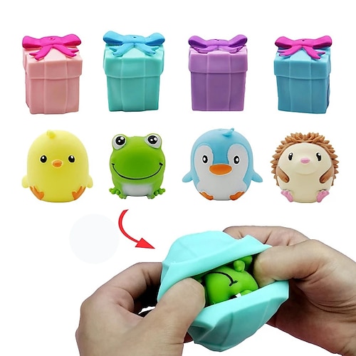 

Fidget Toys Flip Gift Box Cute Pet Pinch Animal Silicone Toy Expression Emotional Silicone Decompression To Adult Kid Toy 5pcs