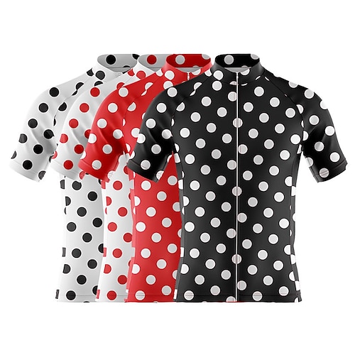 

Men's Women's Short Sleeve Cycling Jersey Bike Top with 3 Rear Pockets Mountain Bike MTB Road Bike Cycling Breathable Quick Dry Moisture Wicking White Black Red White Polka Dot Spandex Polyester