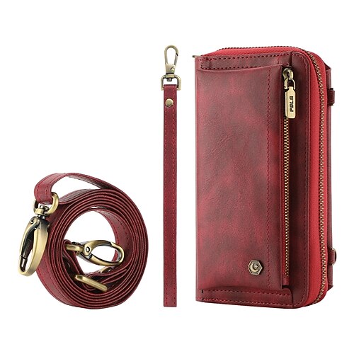 

Phone Case For Samsung Galaxy Handbag Purse Wallet Card S22 S22 Plus S22 Ultra Note 20 Ultra Detachable Zipper with Removable Cross Body Strap Solid Colored PU Leather