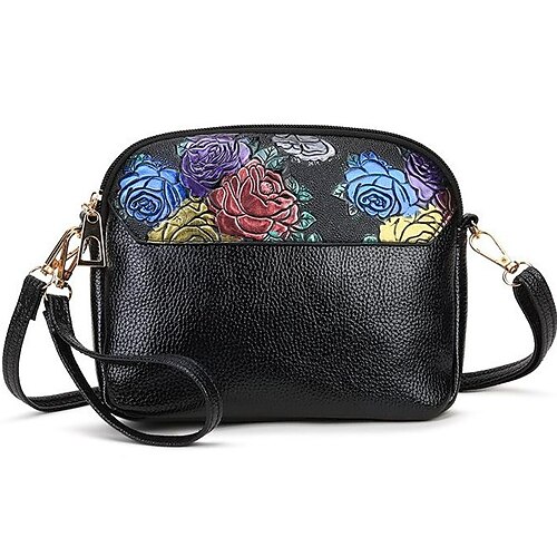 

Women's Sling Bags Crossbody Bag PU Leather Zipper Flower Pattern Solid Color Daily