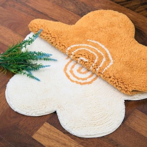 

Sunflower Shape Rugs Cotton Door Mat Foot Carpet for Living Room Kids Room Indoor Outdoor Bathroom, Non-Slip Washable