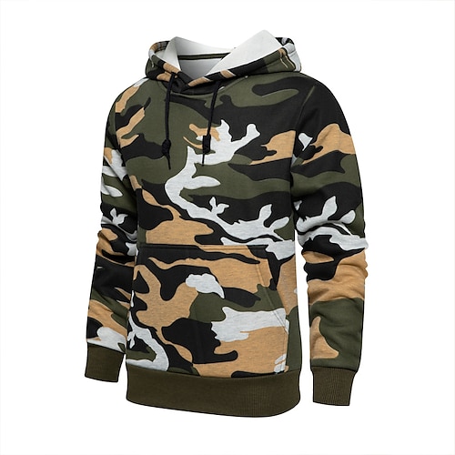 

Men's Sweatshirt Pullover Green Army Green Khaki Crew Neck Graphic Camo / Camouflage Print Sports Outdoor Streetwear Cool Casual Big and Tall Winter Fall Clothing Apparel Hoodies Sweatshirts Long