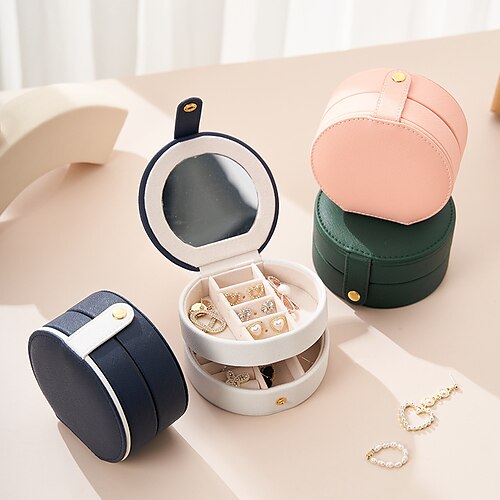 

Mini Travel Jewelry Case Small Jewelry Box Portable Jewelry Travel Ogranizer Display Jewelry Storage Case for Rings Earring Necklace Bracelet Gift for Women Girls