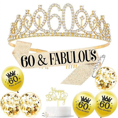 

16th 18th 21th 60th Birthday Crown & Birthday Girl Sash Set, Rhinestone Tiaras and Crowns for Women Girls Gold Tiara Birthday Gold Sash Princess Tiaras Queen Crowns for Birthday Party Photoshoot