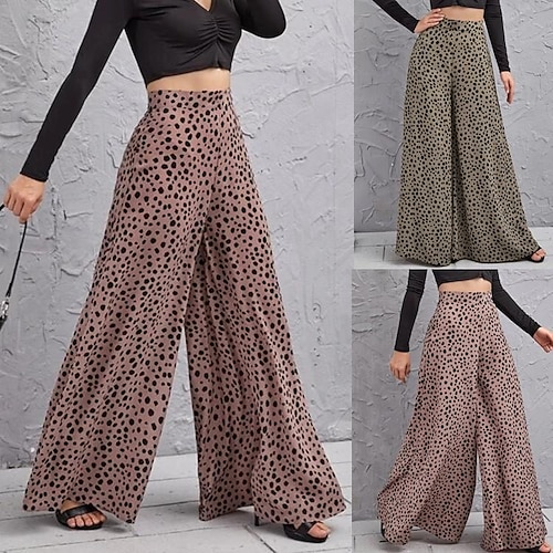 

europe and the united states amazon korean version 2022 new spring and summer loose high waist leopard print drape wide leg trousers leg swing pants