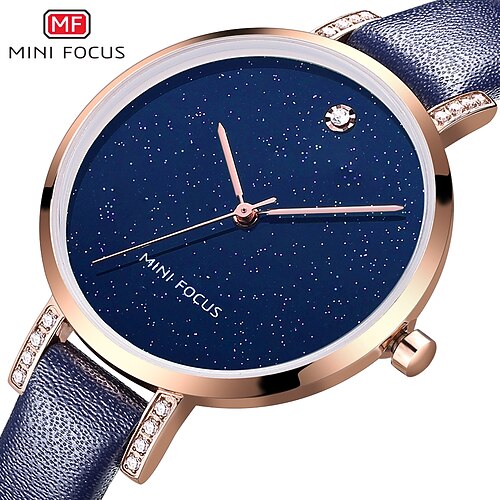 

MINI FOCUS Quartz Watch for Women Analog Quartz Stylish Fashion Waterproof Creative Metal PU Leather Fashion