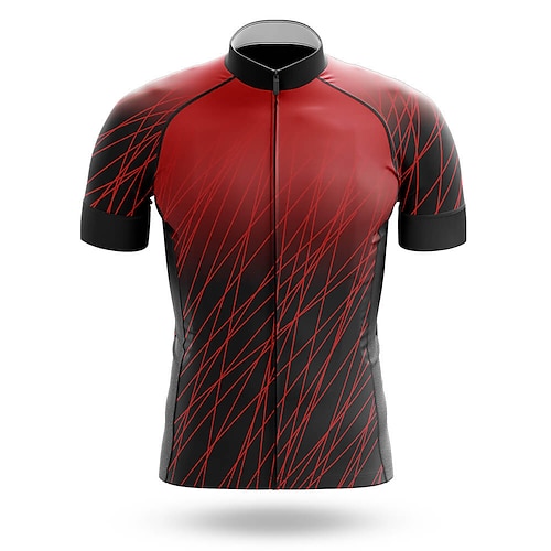 

21Grams Men's Cycling Jersey Short Sleeve Bike Jersey Top with 3 Rear Pockets Mountain Bike MTB Road Bike Cycling Breathable Quick Dry Moisture Wicking Reflective Strips Red Stripes Polyester Spandex