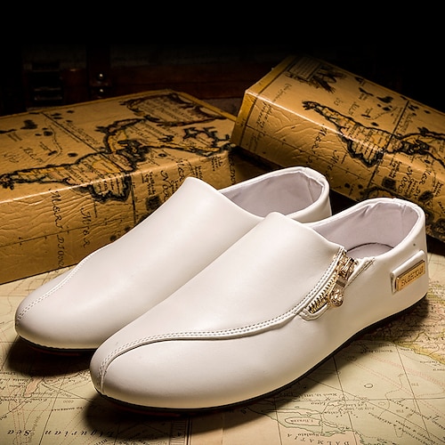

Men's Loafers & Slip-Ons Drive Shoes Summer Loafers Business Classic Daily Outdoor Rubber White Black Orange Fall Spring