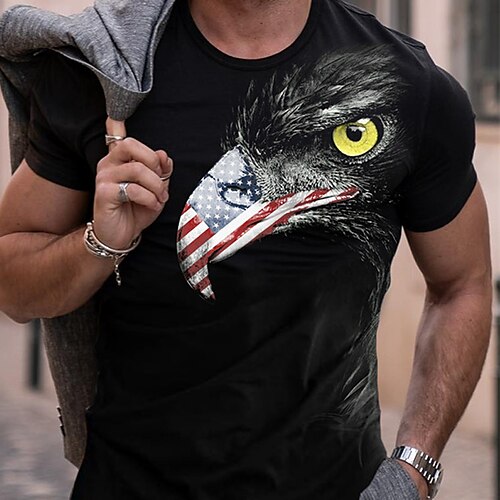 

Men's Unisex T shirt Tee Hot Stamping Graphic Prints National Flag Crew Neck Street Daily Print Short Sleeve Tops Designer Casual Big and Tall Sports Black / Summer