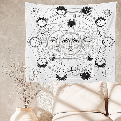 

Tarot Black and white sun and moon print tapestry 1 piece