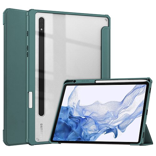 

Tablet Case Cover For Samsung Galaxy Tab S8 Plus Portable Pencil Holder with Stand Solid Colored TPU