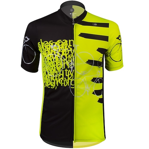 

21Grams Men's Cycling Jersey Short Sleeve Bike Top with 3 Rear Pockets Mountain Bike MTB Road Bike Cycling Breathable Quick Dry Moisture Wicking Reflective Strips Yellow Red Graffiti Polyester Spandex