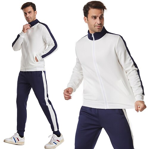 

Men's Tracksuit 2 Piece Stand Collar Patchwork Sport Athleisure Clothing Suit Long Sleeve Warm Breathable Quick Dry Soft Comfortable Everyday Use Street Casual Athleisure Daily Activewear