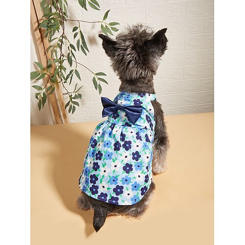 

Dog Cat Dress Flower Fashion Cute Vacation Weekend Dog Clothes Puppy Clothes Dog Outfits Soft Blue Costume for Girl and Boy Dog Polyster XS S M L XL