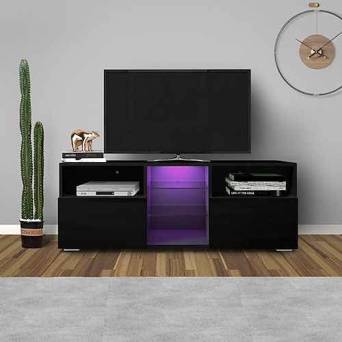 

Modern Minimalist TV Cabinet Living Room with 20 colors LED Lights,TV Stand Entertainment Center (BLACK Modern High-Gloss LED TV Cabinet, Simpleness Creative Furniture TV Cabinet