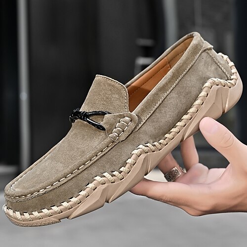 

Men's Loafers Slip-Ons Business Daily Pigskin Black Gray Yellow Fall Spring