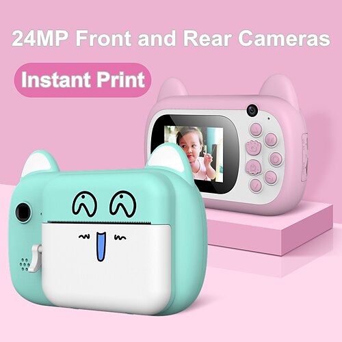 

Kids Instant Printing Camera Mini Digital Camera With HD Video Recording Dual Lens Thermal Photo Paper Birthday Gift Boys Girls