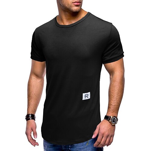 

Men's T shirt Tee T-shirt Sleeve Round Neck Thin Summer Green White Black Blue Gray