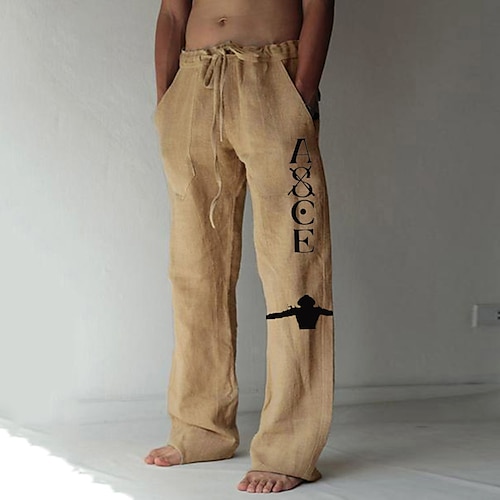 One Piece Portgas D. Ace Linen Pants Straight Trousers Baggy Pants