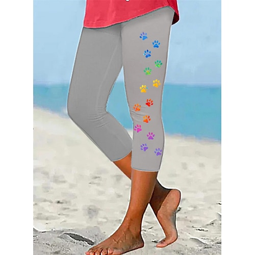 

Women's Pants Trousers Capri shorts Green Yellow Gray Mid Waist Casual / Sporty Athleisure Weekend Yoga Print Micro-elastic Calf-Length Comfort Graphic S M L XL XXL / Slim