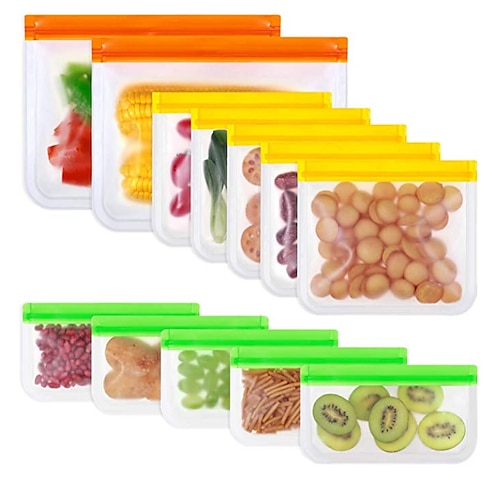 

10 Pcs Reusable Peva Food Storage Bag Peva Gallon Bag Gallon Freezer Ziplock Bag