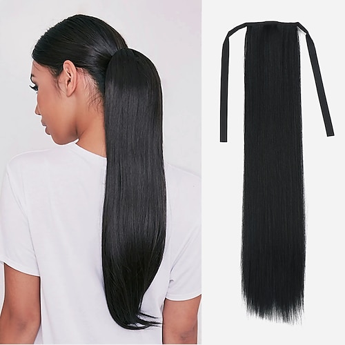 

22 Inch Synthetic Hair Fiber Heat-Resistant Straight Hair With Ponytail Fake Hair Clip-in Hair Extensions Pony Tail Wigs