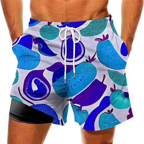 

Men's Swim Trunks Swim Shorts Quick Dry Board Shorts Bathing Suit Compression Liner with Pockets Drawstring Swimming Surfing Beach Water Sports Printed Fruit Spring Summer