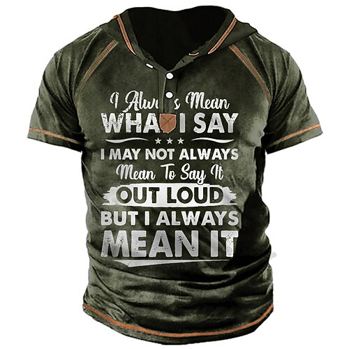 

Men's Unisex T shirt Tee 3D Print Graphic Prints Letter Hooded Street Daily Button-Down Print Short Sleeve Tops Designer Casual Big and Tall Sports Black Army Green Brown / Summer