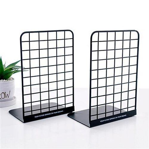 

Office Metal Lattice Hollow Bookshelf L-shaped Non-slip Desk Bookshelf File Book Storage