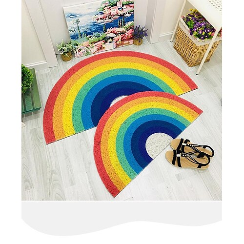 

Rainbow Doormat - Cute Rainbow Welcome Door Rug for Entryway – Fun Multicolor Outdoor Mat - Semi-Circular Entrance Floor Rugs with Anti Slip Backing Jelly Roll Rug