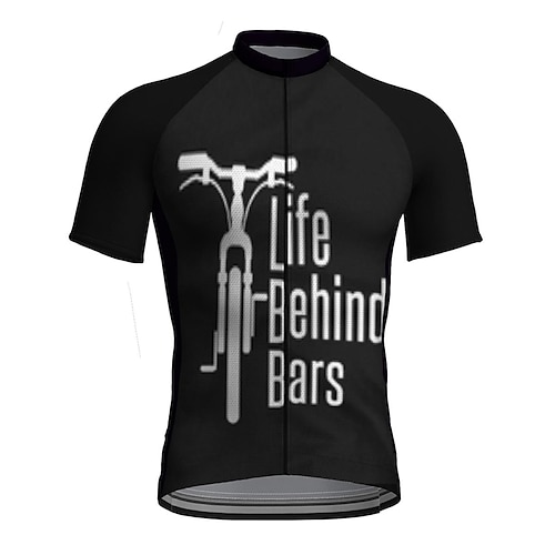 

21Grams Men's Cycling Jersey Short Sleeve Bike Top with 3 Rear Pockets Mountain Bike MTB Road Bike Cycling Breathable Quick Dry Moisture Wicking Reflective Strips Black Graphic Polyester Spandex