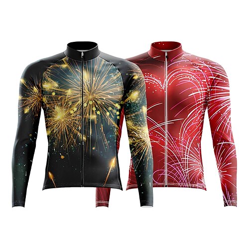 

Men's Women's Cycling Jersey Long Sleeve Mountain Bike MTB Road Bike Cycling Black Red Graphic Patterned Bike Spandex Polyester Breathable Quick Dry Moisture Wicking Back Pocket Sports Graphic