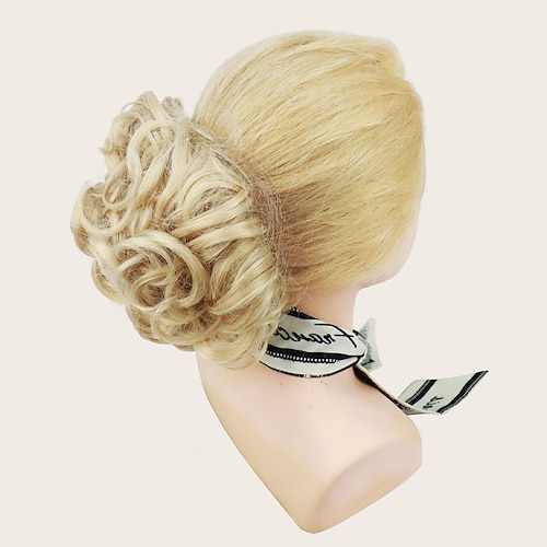 

chignons hair bun clip in syntetisk hair hair piece hair extension curly bouncy curl party party night party / evening bleach blonde#613