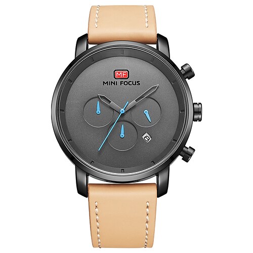 

MINI FOCUS Quartz Watch for Men Analog Quartz Stylish Stylish Waterproof Calendar Alloy PU Leather Fashion