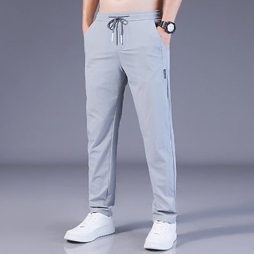 

Men's Active Trousers Casual Pants Pocket Drawstring Elastic Waist Solid Color Comfort Breathable Full Length Casual Daily Weekend Casual Chino Slim Light Grey Dark Gray Stretchy