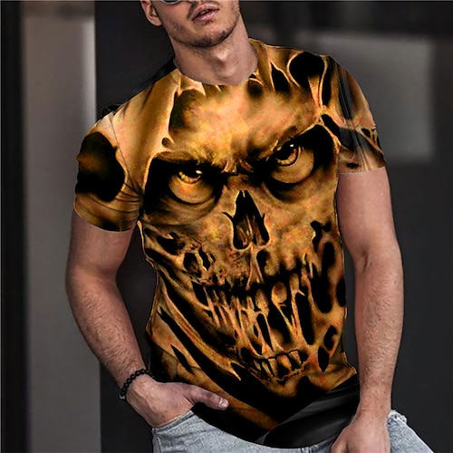 

Homens Unisexo Camiseta Caveiras Estampas Abstratas Gola Redonda Verde Azul Laranja Vermelho Impressão 3D Ao ar livre Rua Manga Curta Imprimir Roupa Esportes Designer Casual Grande e Alto / Verão